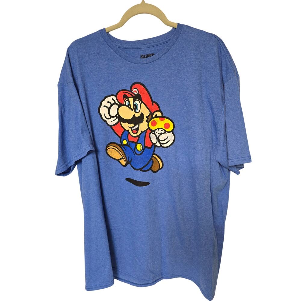 Super Mario Mens 2XL Blue Mario Mushroom Nintendo Shirt NWOT NEW XXL